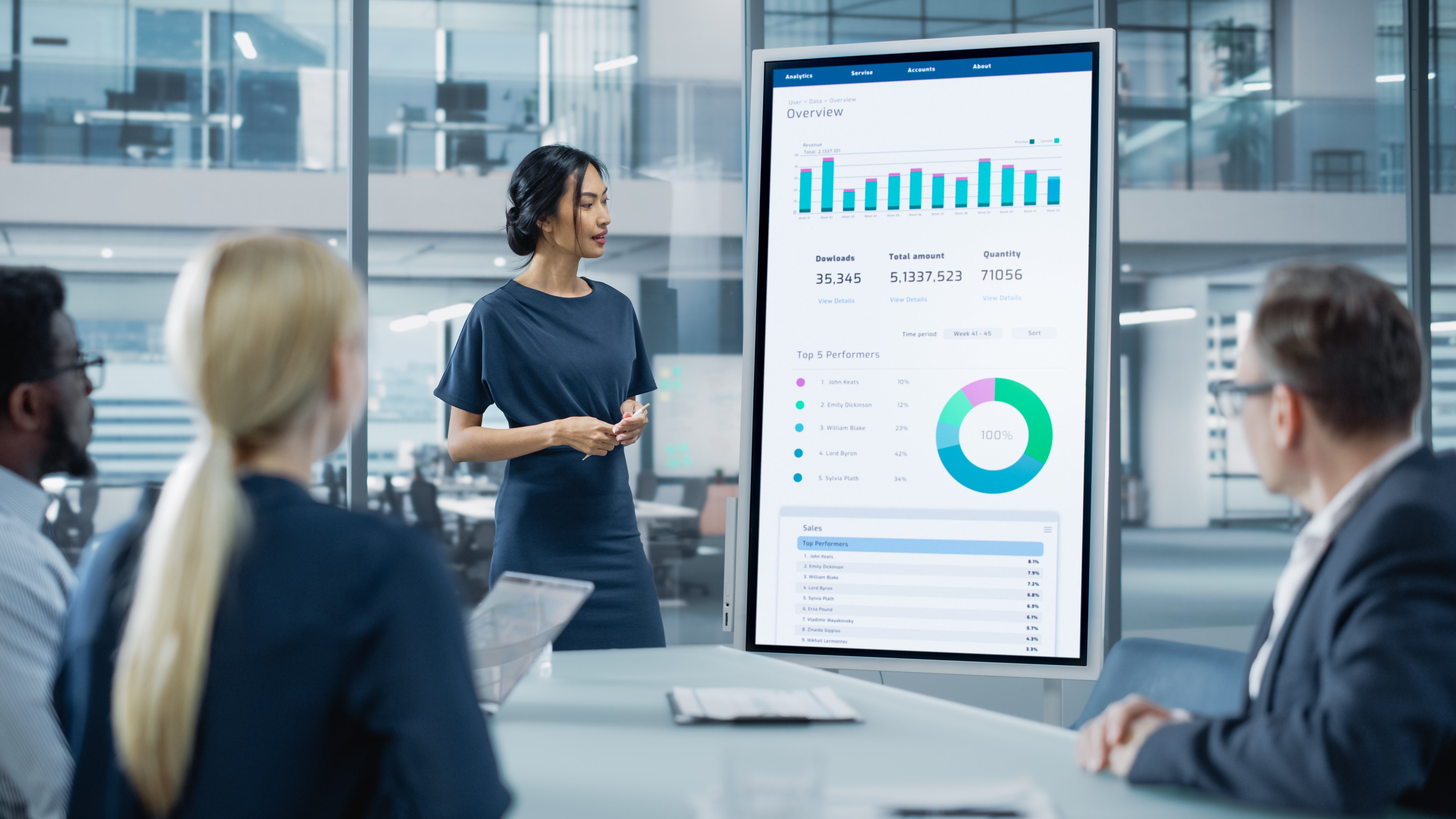 data scientist presenting data